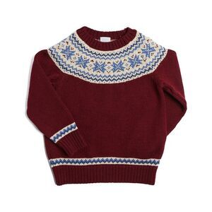 Pepa London Girls Classic Fairisle Wool Jumper, Red